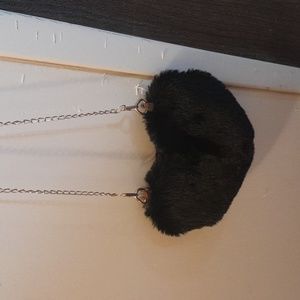 Small heart faux fur purse